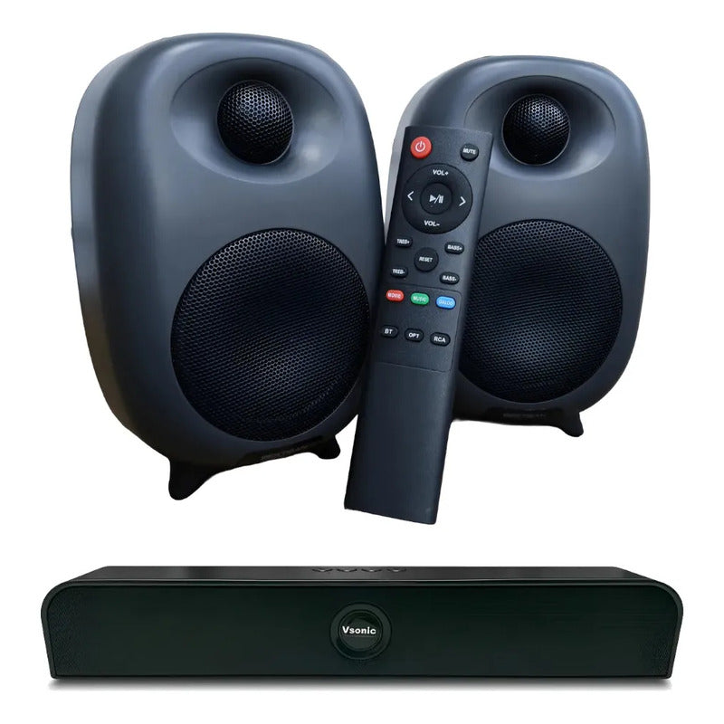 Bocinas Bestisan Sr06 + Barra De Sonido De Regalo Negro