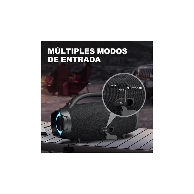 Bocina Heysong Bang Portátil Con Sonido Potente Negro