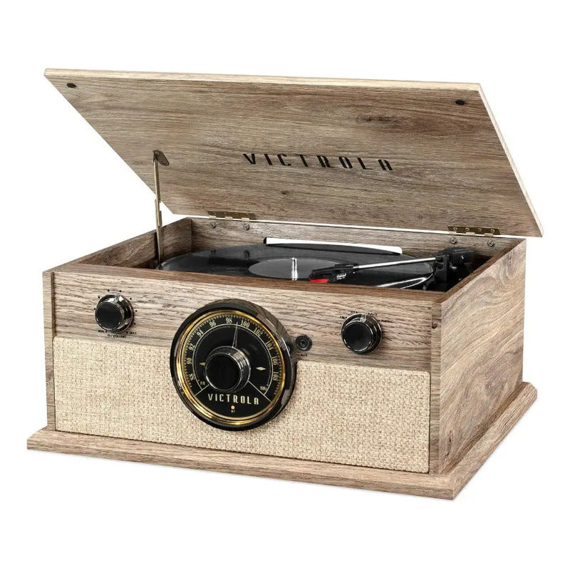 Victrola 4-en-1 Cambridge Oatmeal Tocadiscos Bluetooth Farmhouse Oatmeal