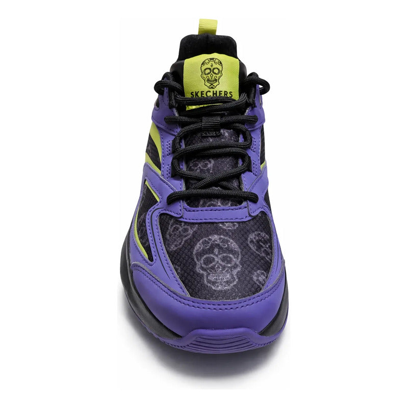 Tenis Skechers Tres-air Dia De Muertos Calaveras Morado Lisa 24.5 Mx