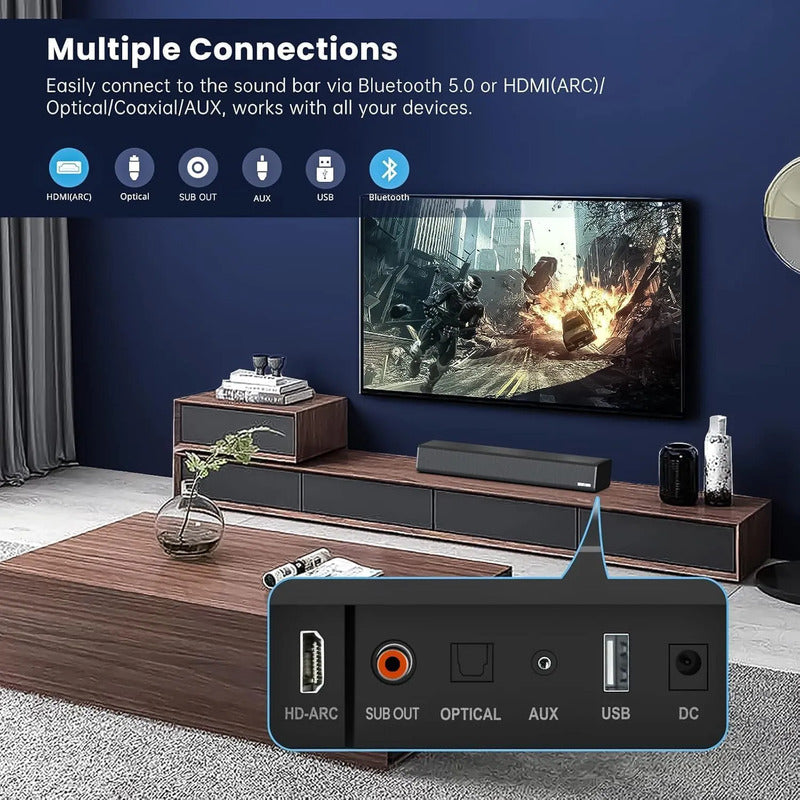 Barra De Sonido Bestisan S6520 80w Bluetooth Óptica Rca 34 Negro 50 Hz 20 Khz