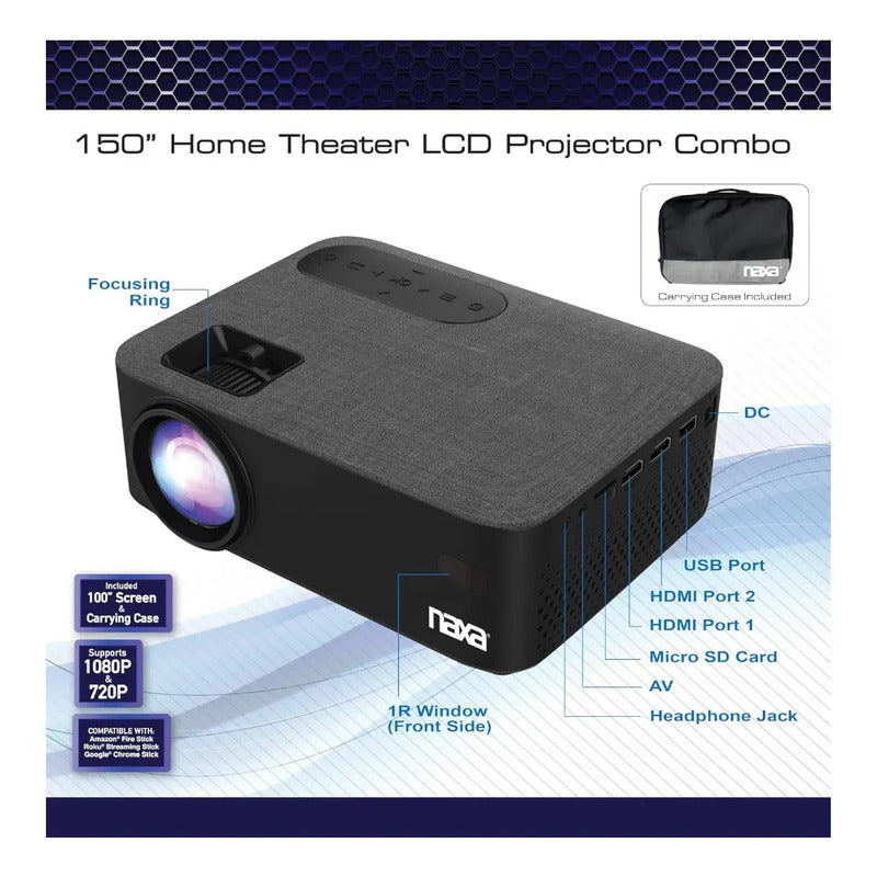 Proyector Lcd Naxa Nvp-2001c Negro