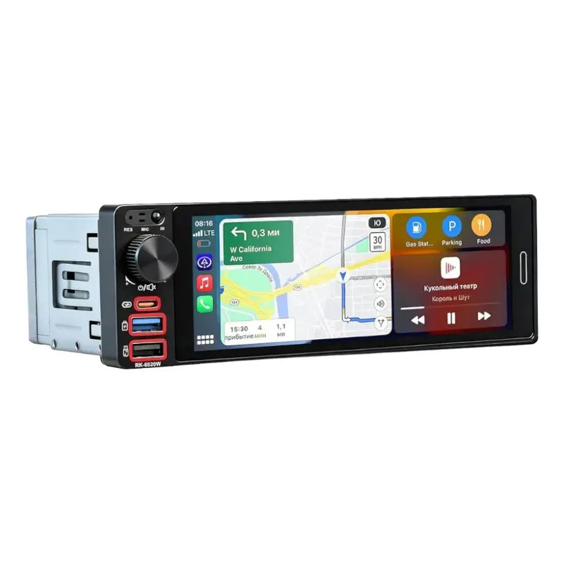 Autoestéreo 1 Din 6.5 Pulgadas Mirrorlink Carplay Bluetooth Negro