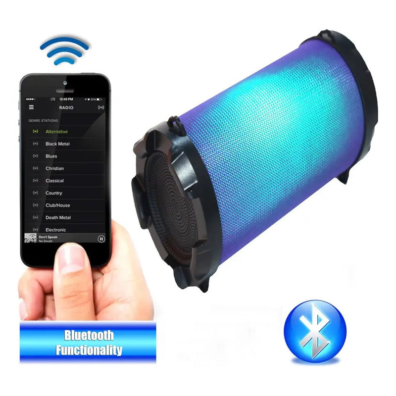 Bocina Bluetooth Portatil Con Luces Naxa Nas-3087 Negro