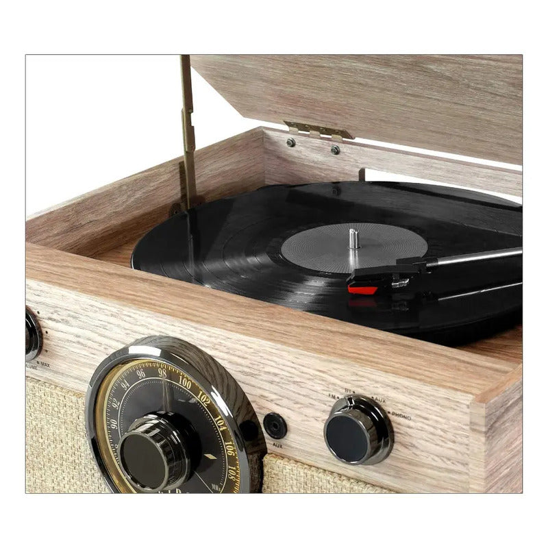 Victrola 4-en-1 Cambridge Oatmeal Tocadiscos Bluetooth Farmhouse Oatmeal