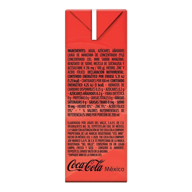 Jugo De Manzana Ciel Mini 125ml 50 Piezas