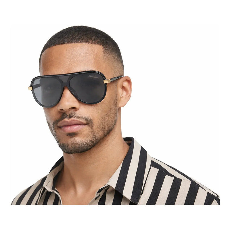 Lentes De Sol Sean John Sjs1007 Degradados Sin Estuche Océano Negro Gris Oscuro