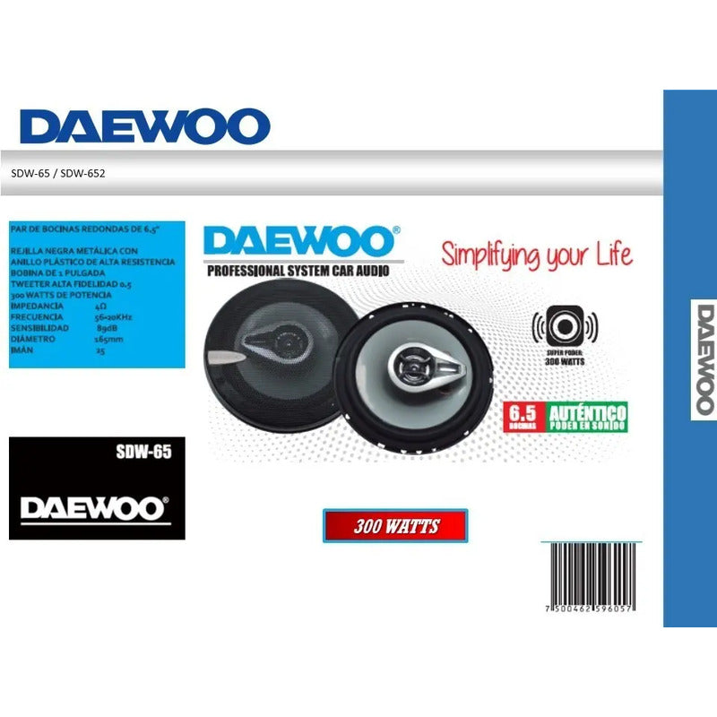 Bocinas Para Auto Daewoo 6.5 4 Vias Sdw65 Negro