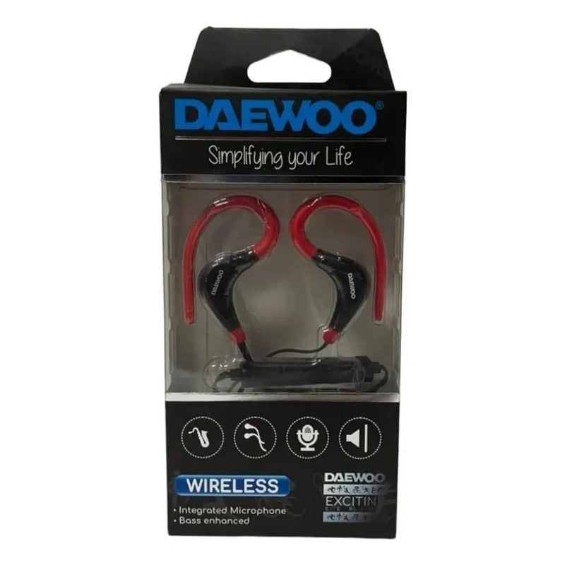 Audifonos Deportivos Alambricos Daewoo Manos Libres Colorroj Negro