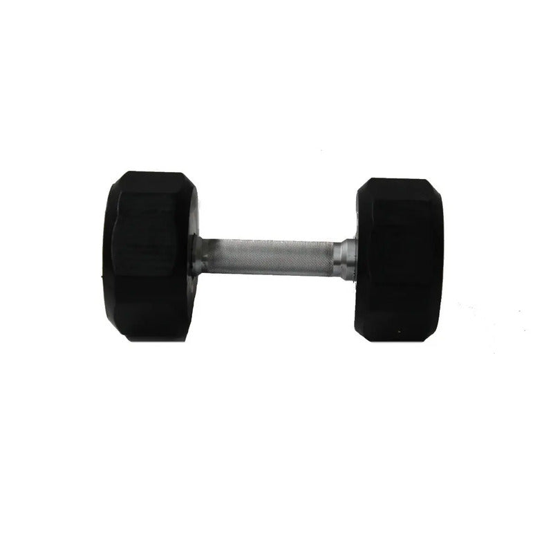 Mancuernas Troy 25 Lb Sided Rubber Dumbell Negro Con Plateado