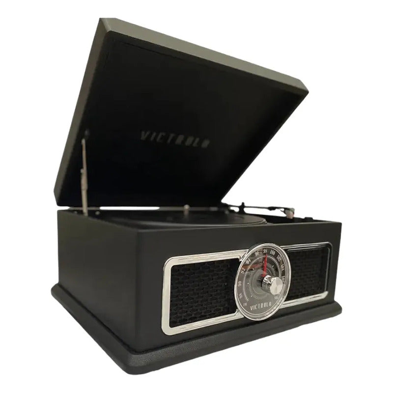 Tocadiscos Bluetooth 4 En 1 3 Velocidades Y Radio Fm Negro