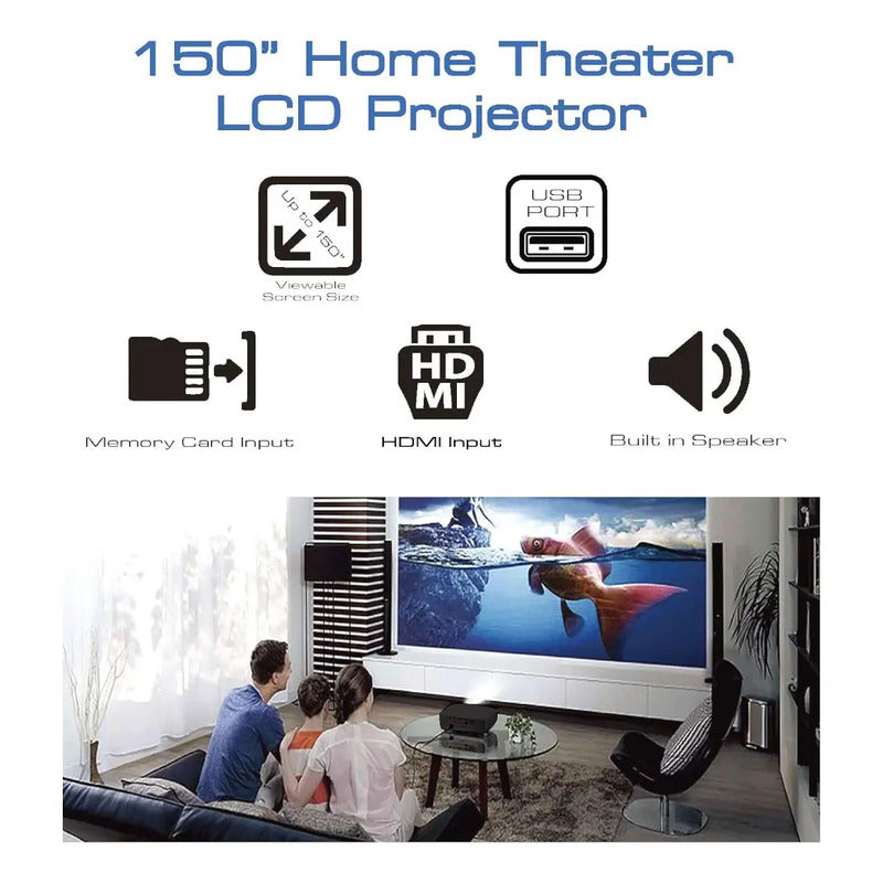 Proyector Lcd Cine En Casa 150 Pulgadas Naxa Nvp-1000 Negro