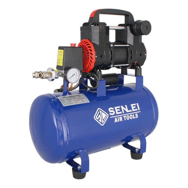 Compresor Libre De Aceite 850w Olf551 Senlei + Accesorios Azul Monofásica