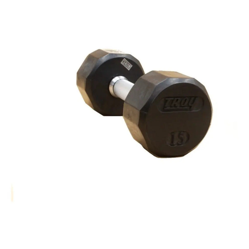 Par De Mancuernas Troy 15 Lb Sided Rubber Dumbell Color Con Plateado