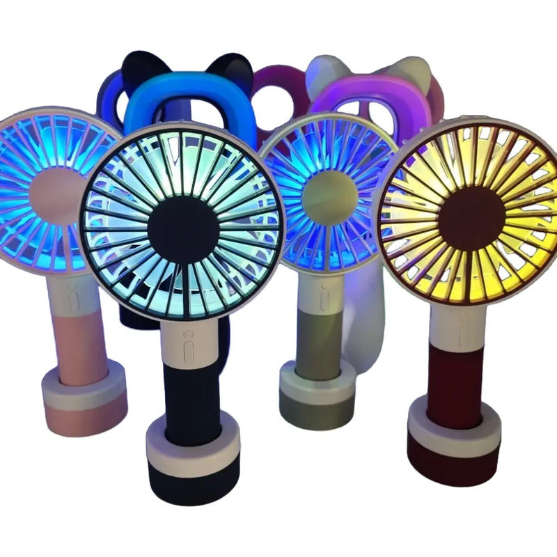 Mini Ventilador De Escritorio Con Luz Led Blanco Plástico 7