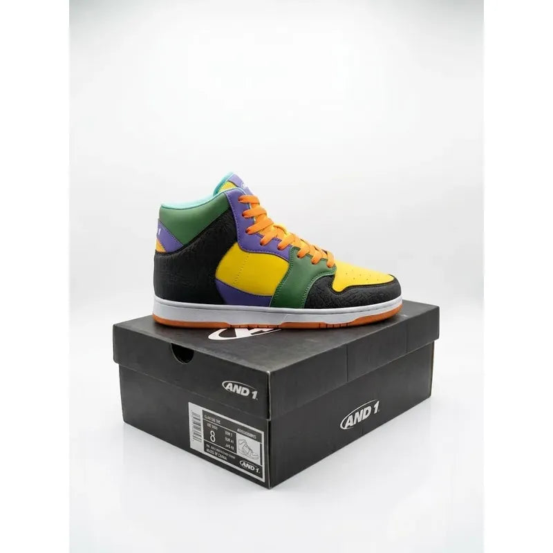 Tenis And1 Slam Mid Tpr Negro Con Morado Amarillo Y Verde Lisa 8 Us
