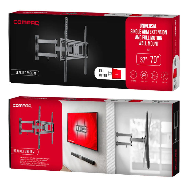 Soporte De Pared Articulado Para Pantalla Tv Monitor 37 -70 Negro