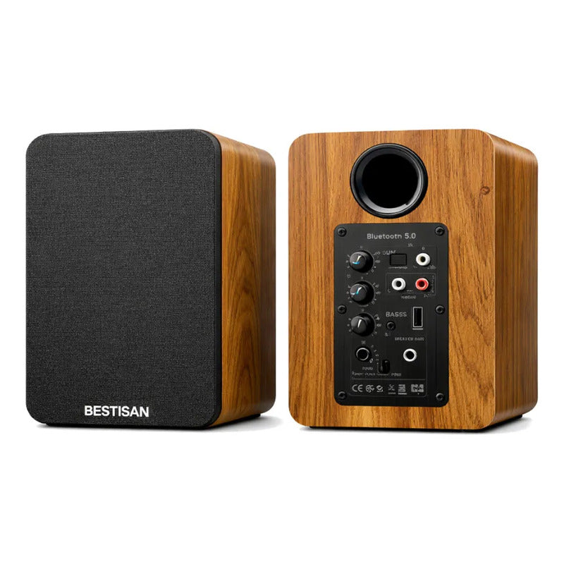 Bocina Bestisan Sr04f Portátil Con Sonido Potente 50w Rms Marrón