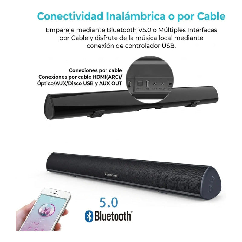 Barra De Sonido Bestisan S9920 100 Vatios Y 40 Pulgadas Negro 50 Hz 20 Khz