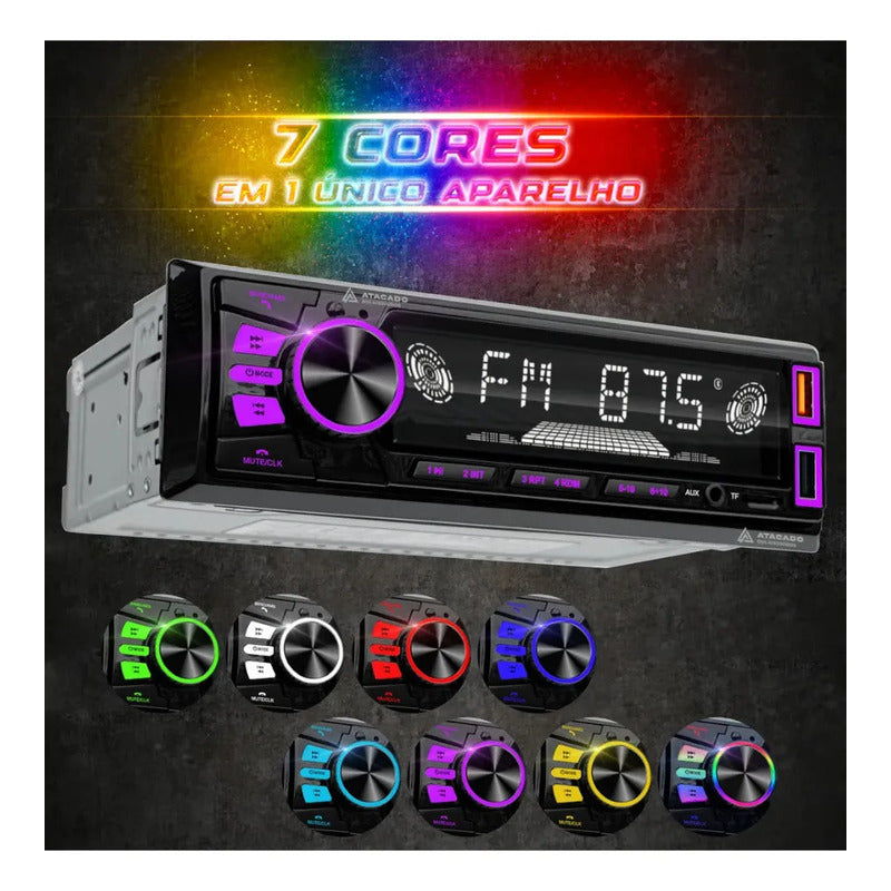 Autoestereo Bluetooth Usb Aux Lelong Le-6843 Multicolor