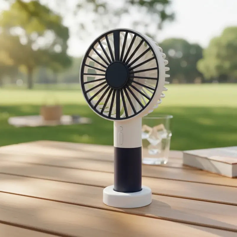 Mini Ventilador De Escritorio Con Luz Led Blanco Plástico 7