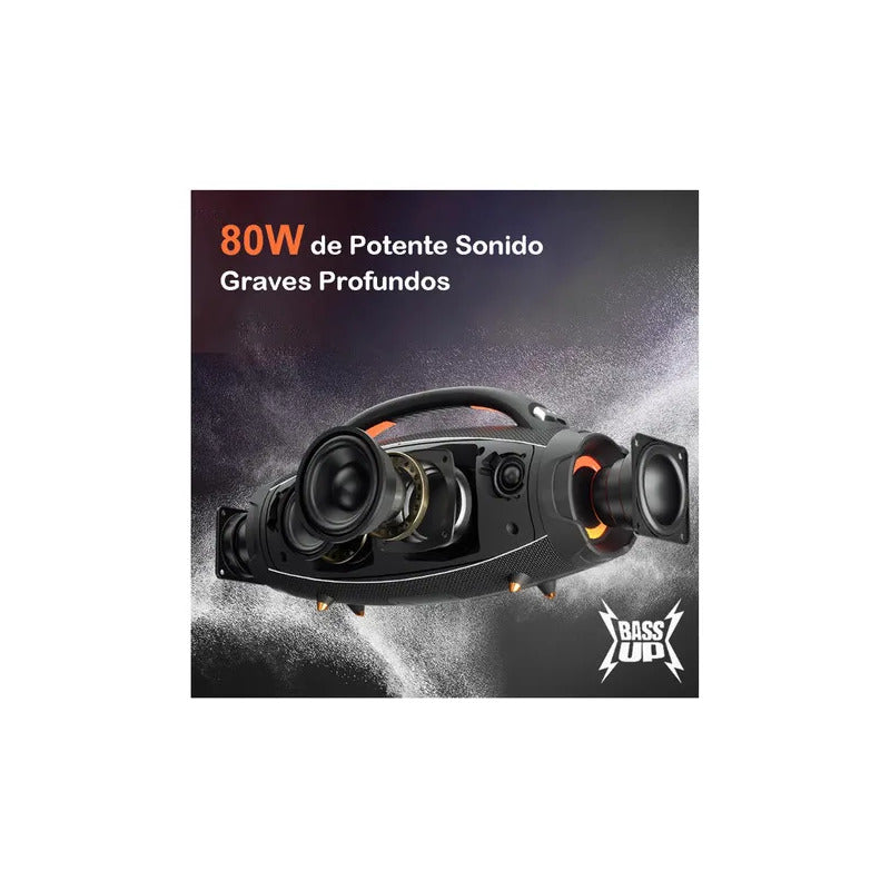 Bocina Heysong Bang Portátil Con Sonido Potente Negro