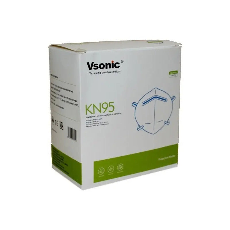 Cubrebocas Vsonic Kn95 Blanco Pack 10 Unidades 5 Capas Alta Filtración