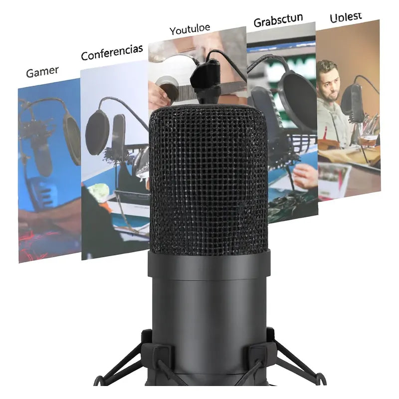 Micrófono Condensador Usb, Eptison 192khz / 24bit Kit Negro