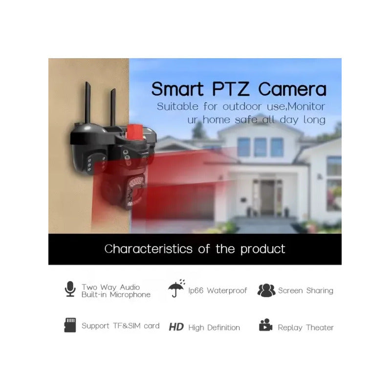 Cámara De Seguridad 3 Lentes 1080p Wi-fi Exterior Nocturna Negro