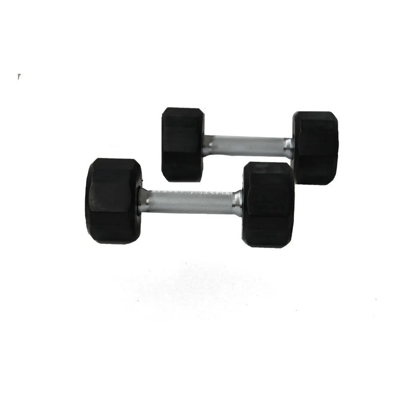 Par De Mancuernas Troy 15 Lb Sided Rubber Dumbell Color Con Plateado