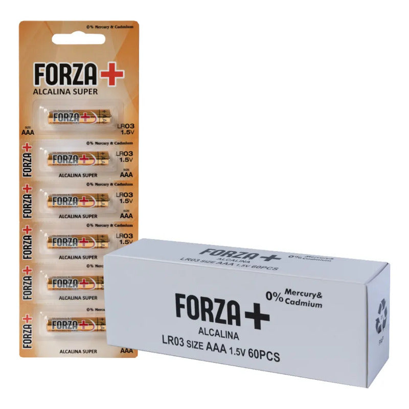 Paquete Con 60 Pilas Aaa Alcalinas Forza 1.5v Larga Duración