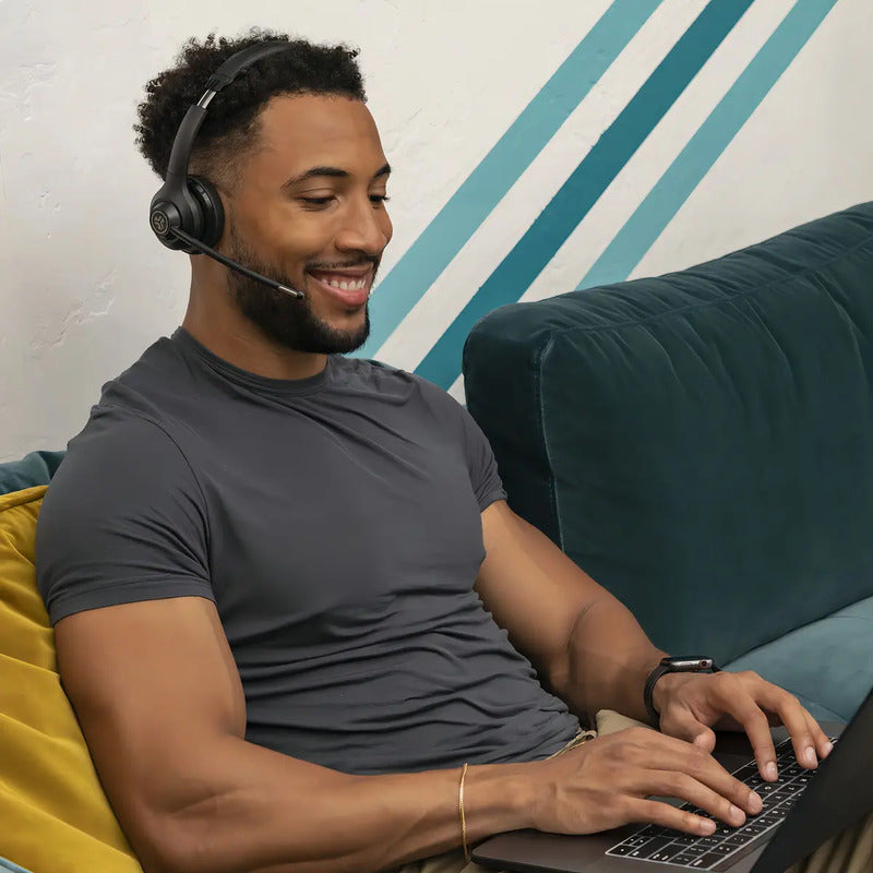 Audífonos Gamer Jlab Gowork Inalámbricos Bluetooth Micrófono Flexible Negro