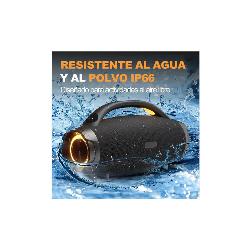Bocina Heysong Bang Portátil Con Sonido Potente Negro