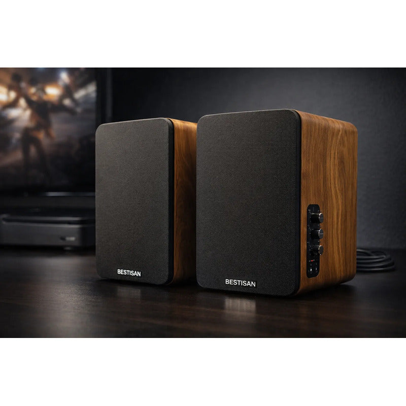 Bocina Bestisan Sr04f Portátil Con Sonido Potente 50w Rms Marrón