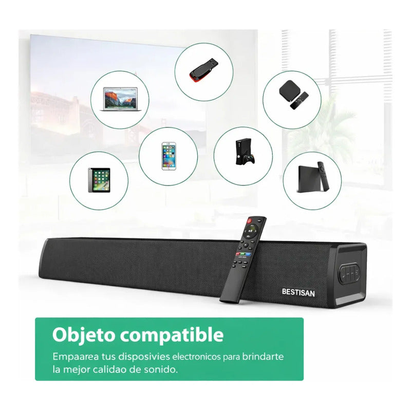 Barra De Sonido Bestisan, Altavoz De Barra De Sonido St08pro Negro 20 Khz
