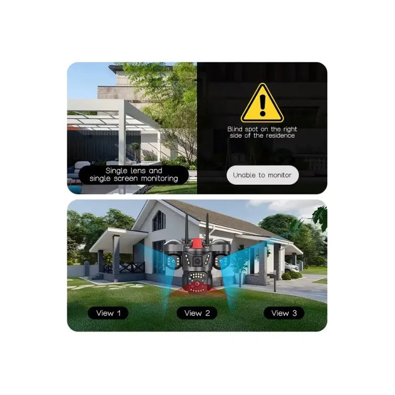 Cámara De Seguridad 3 Lentes 1080p Wi-fi Exterior Nocturna Negro