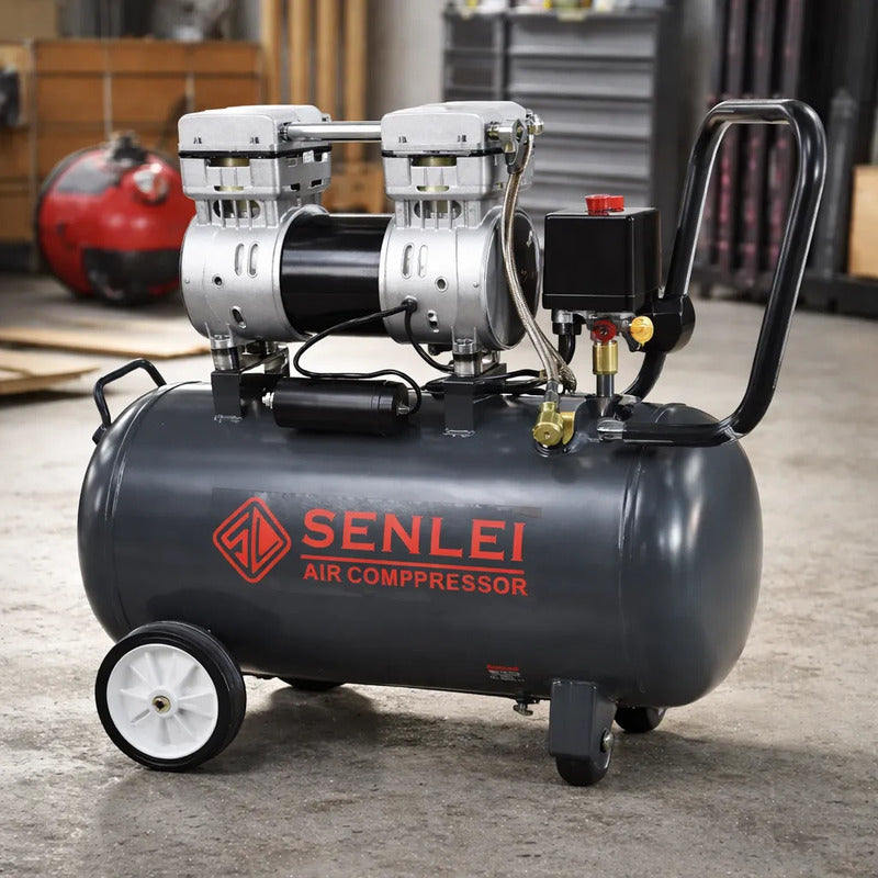 Compresor De Aire Silencioso 50l 127v 750w Senlei Olf750-50l Azul Petróleo Monofásica