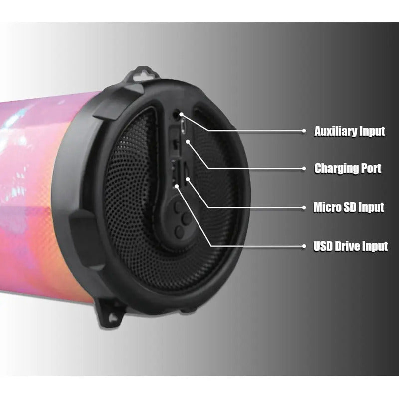 Bocina Bluetooth Portatil Con Luces Naxa Nas-3087 Negro