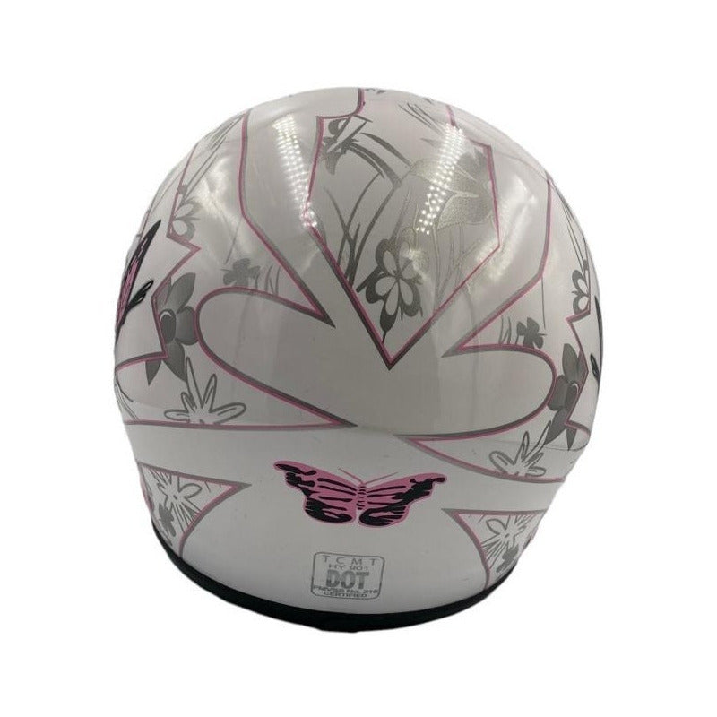 Casco Diseño De Mariposa,  Rosa/blanco, Fibra De Carbono,