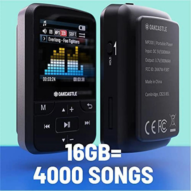 Reproductor Mp3 Oakcastle Mp200 De 16gb Bluetooth Negro Negro