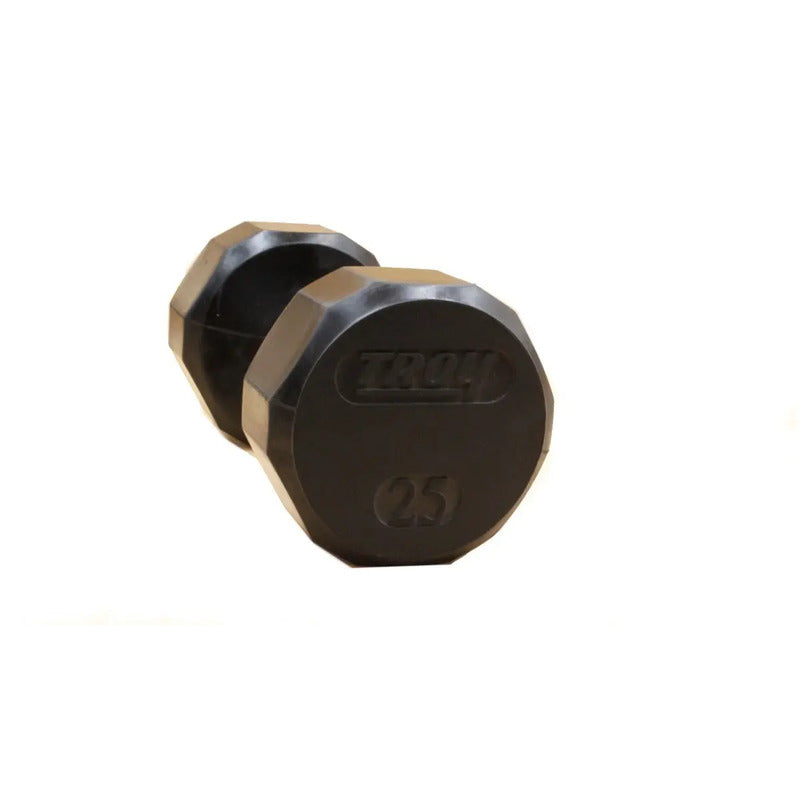 Mancuernas Troy 25 Lb Sided Rubber Dumbell Negro Con Plateado