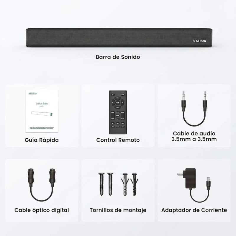 Barra De Sonido Bluetooth Bestisan Se05p Home Teather Soundb Negro 50hz 20khz