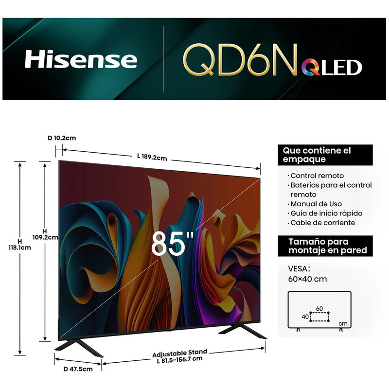 Pantalla 85 Pulgadas Plana Led 4k Google Tv 85qd6n