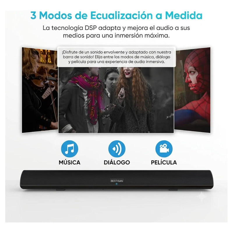 Barra De Sonido Bestisan S9920 100 Vatios Y 40 Pulgadas Negro 50 Hz 20 Khz