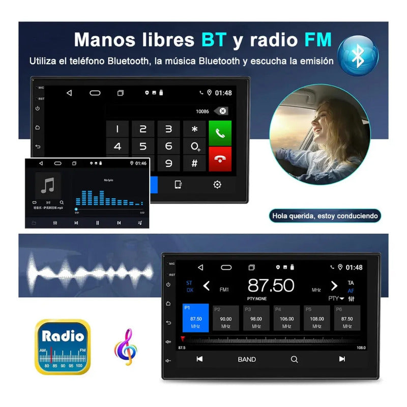 Autoestereo 1din Pantalla 7 Pulgadas Carplay Bluetooth Knup Negro