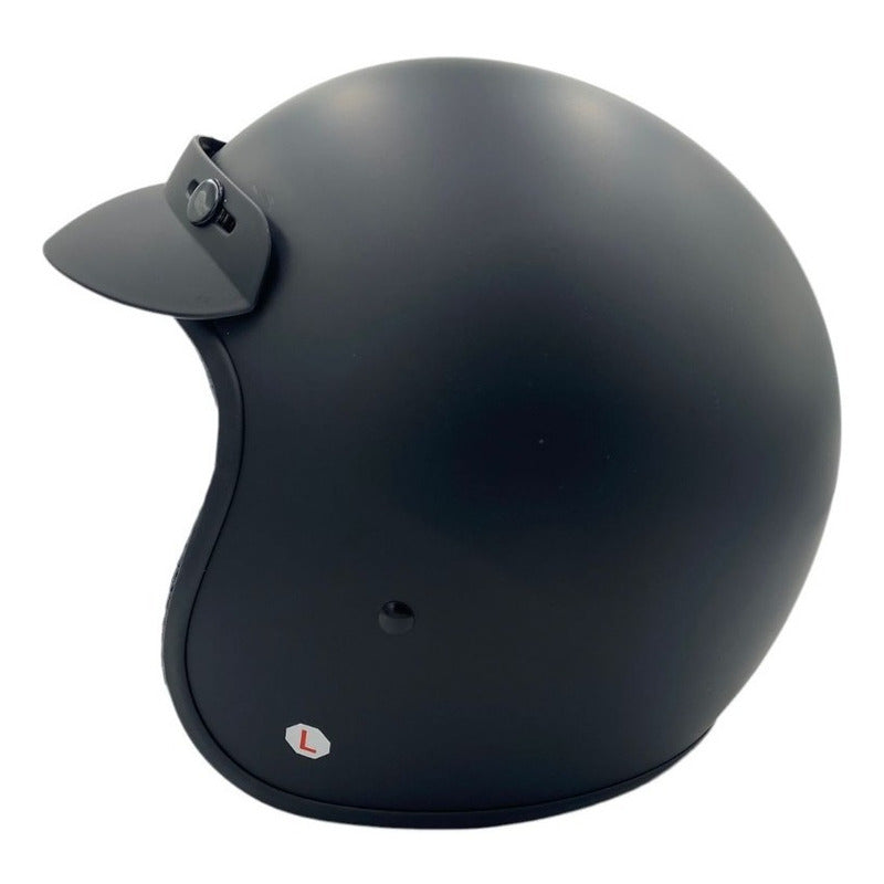 Casco Vintage Negro Mate Abierto