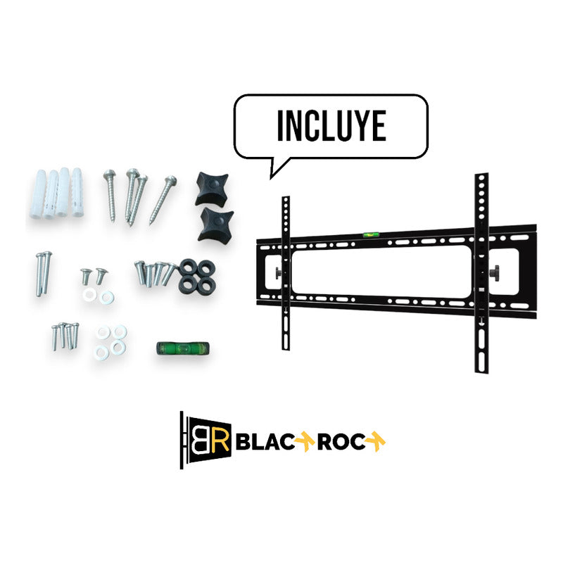 Soporte De Tv Blackrock De Pared Jade 40'' A 80'' Base Fija, Color Negro