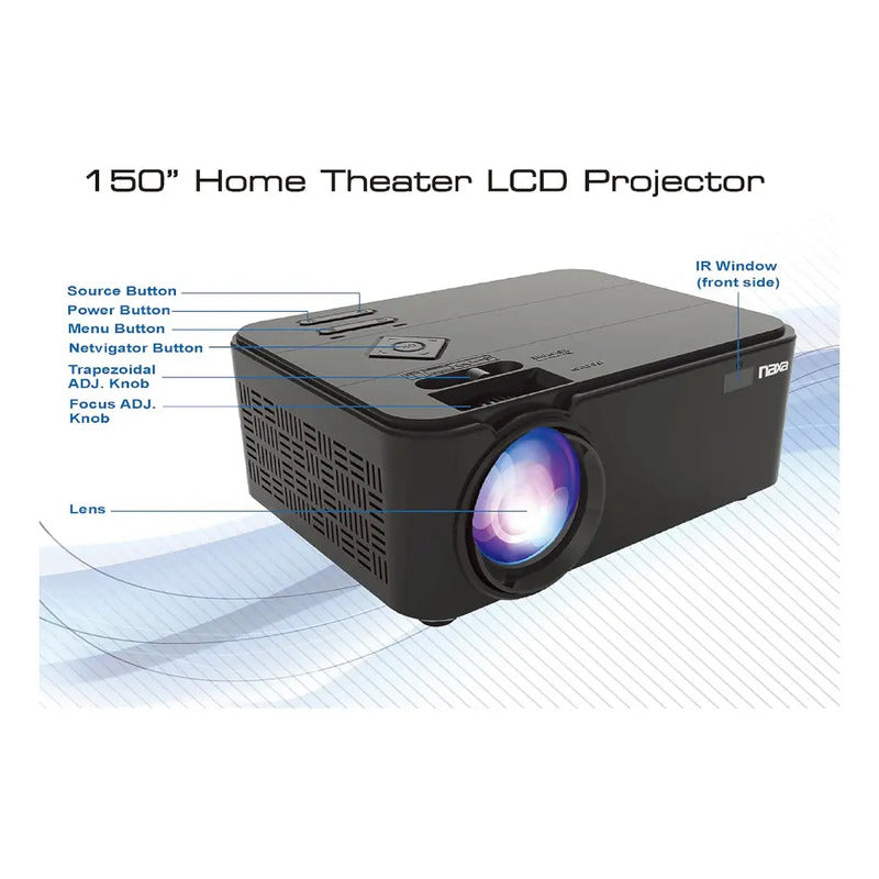 Proyector Lcd Cine En Casa 150 Pulgadas Naxa Nvp-1000 Negro