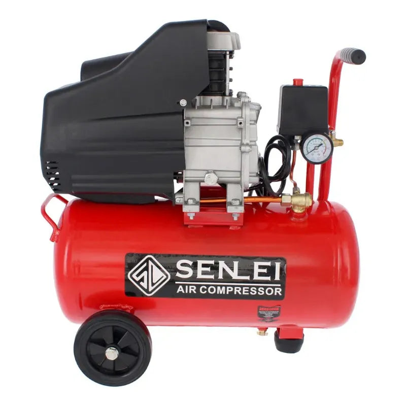 Compresor De Aire 24 Litros 1,100w Senlei Bm2024 Rojo 60 Hz Monofásica