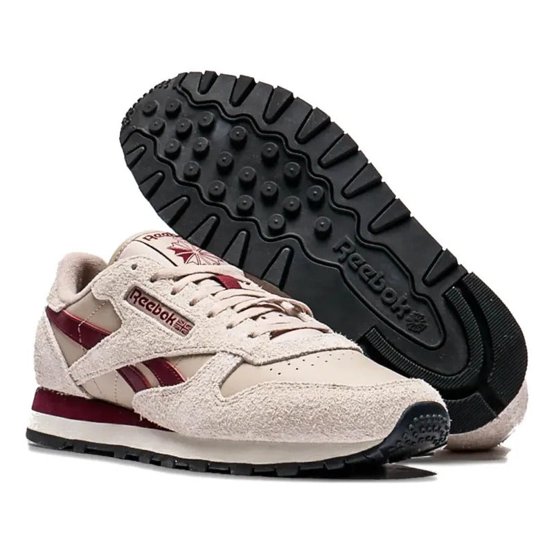 Tenis Reebok Classic Leather Adultos Modern Beige/alabaster/classic Burgundy 10 Mx
